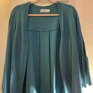 Time & Tru Aqua Cardigan